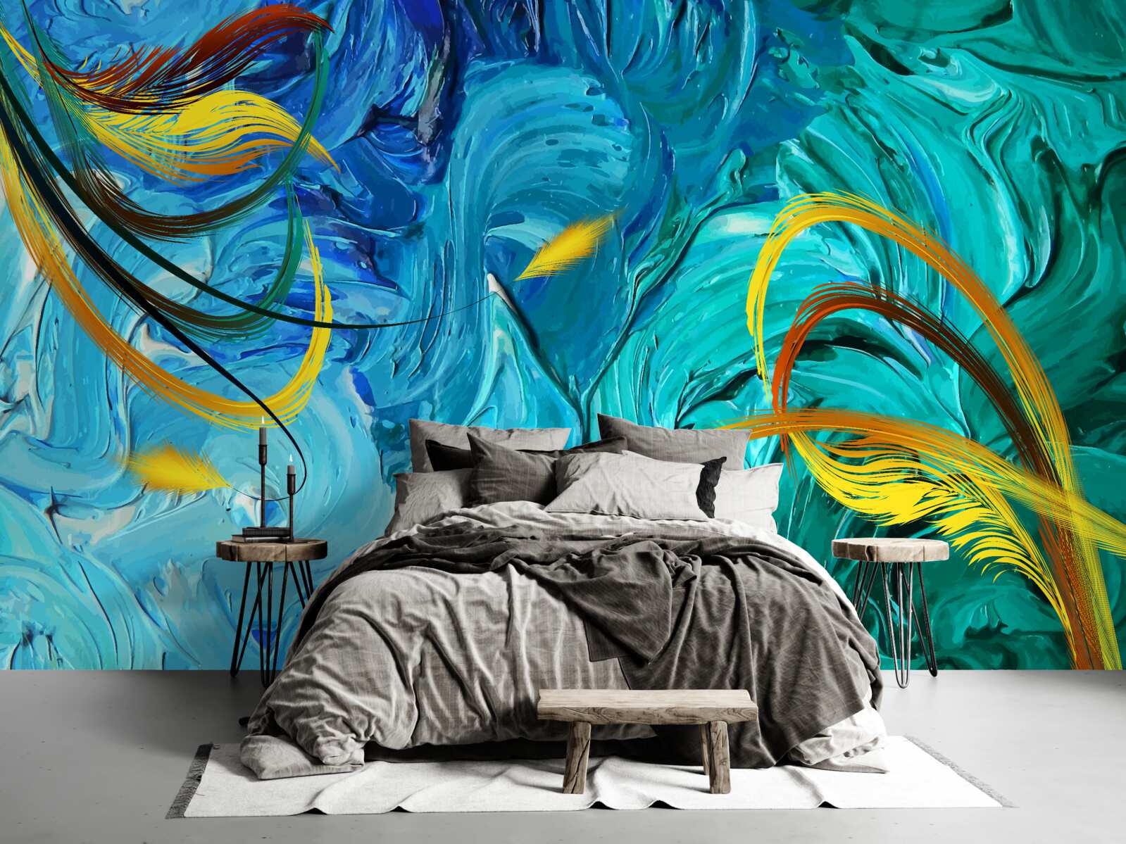 Фотошпалери сині гуашеві пігменти різних відтінків