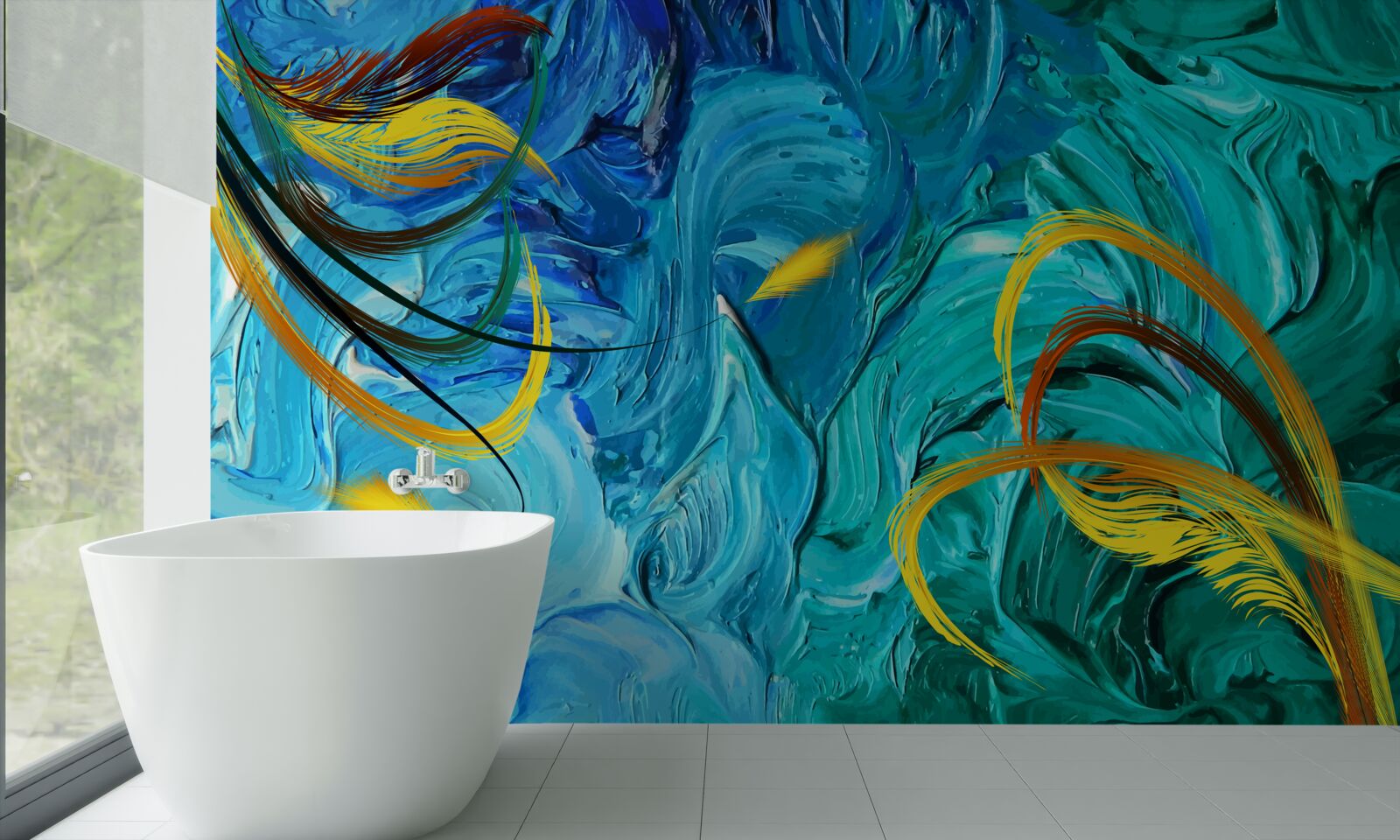 Фотошпалери сині гуашеві пігменти різних відтінків