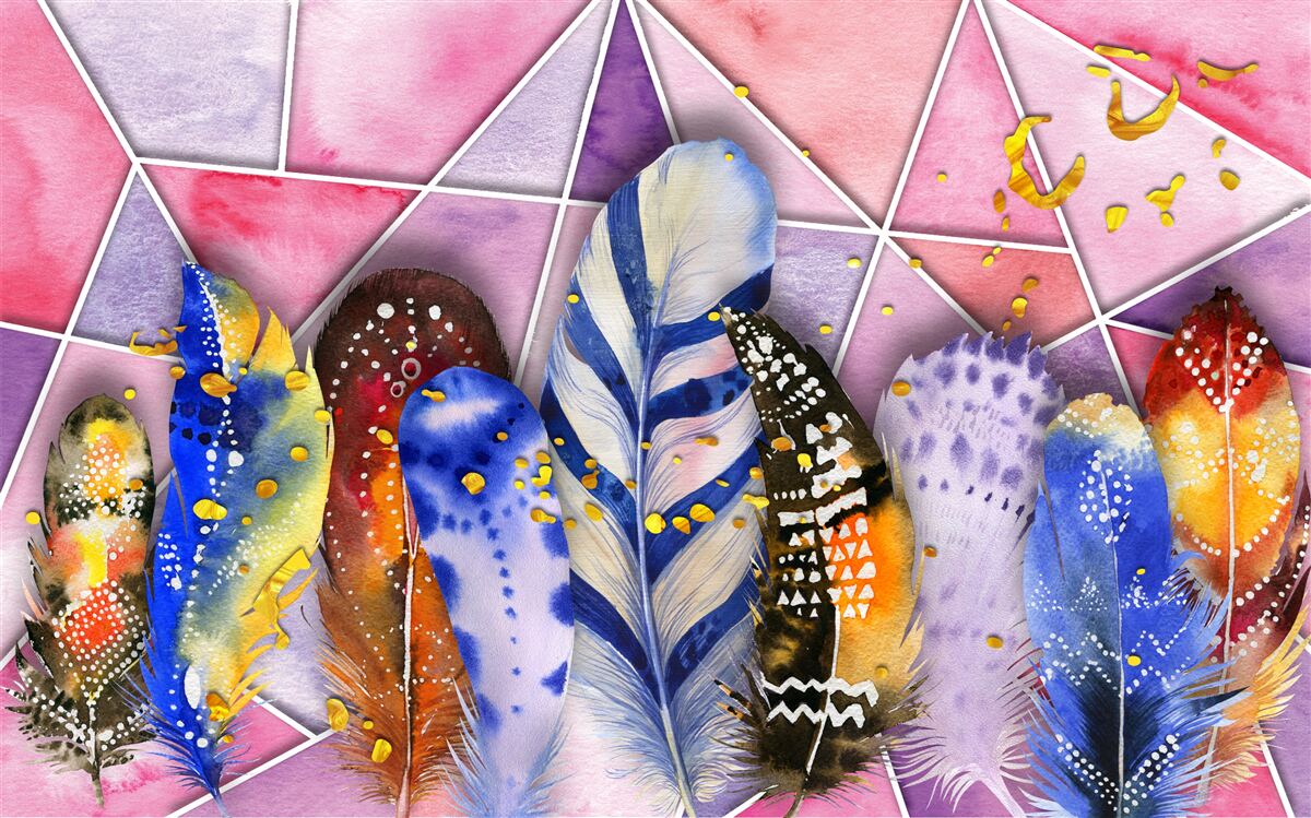 Фотошпалери кольорове пір'я різних відтінків