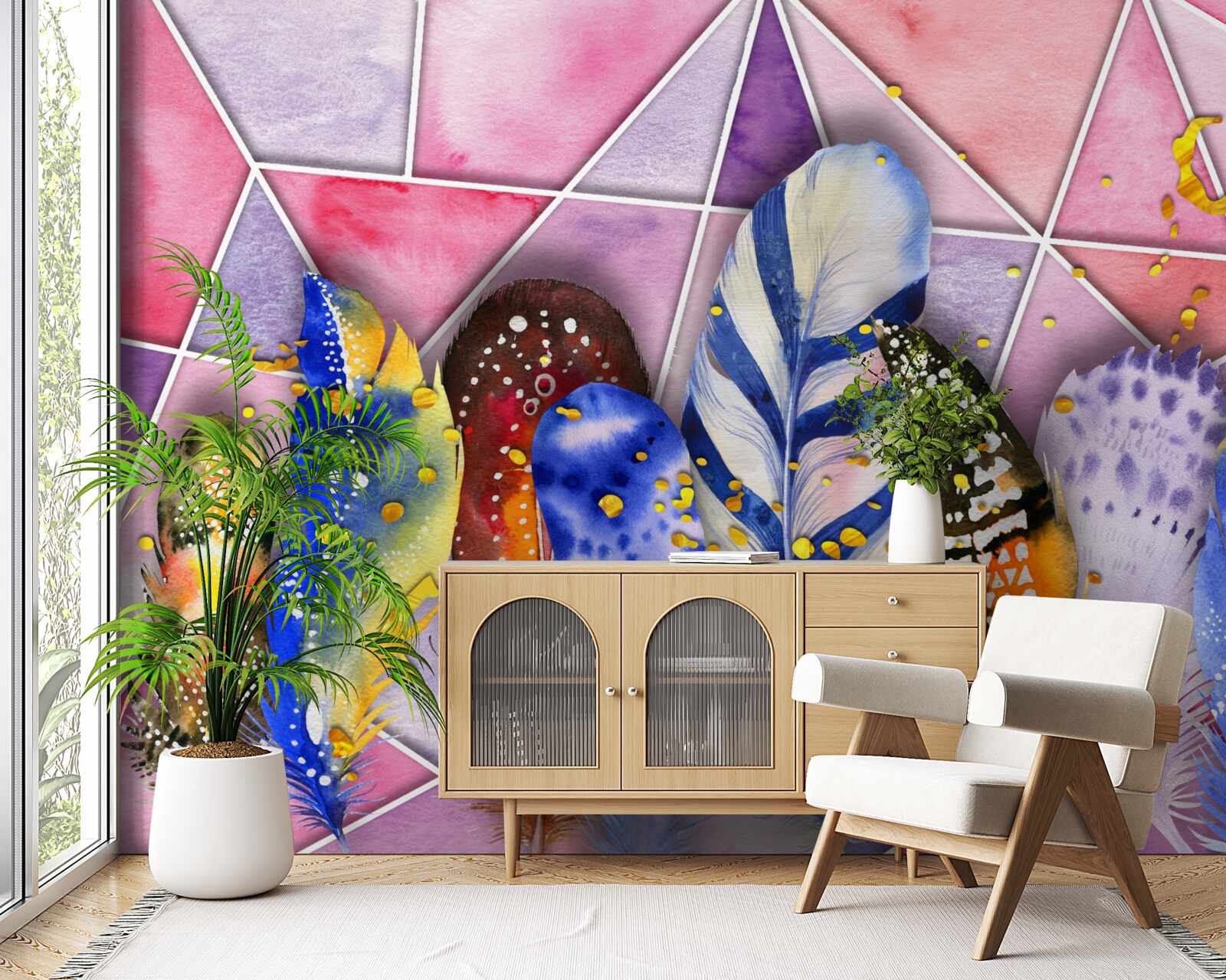 Фотошпалери кольорове пір'я різних відтінків