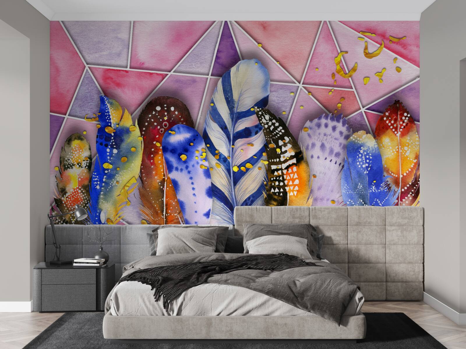 Фотошпалери кольорове пір'я різних відтінків