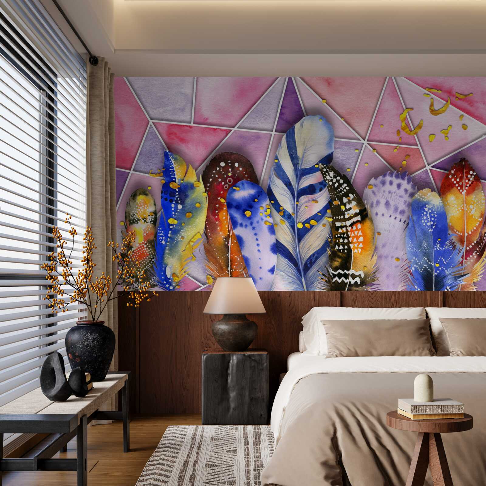 Фотошпалери кольорове пір'я різних відтінків