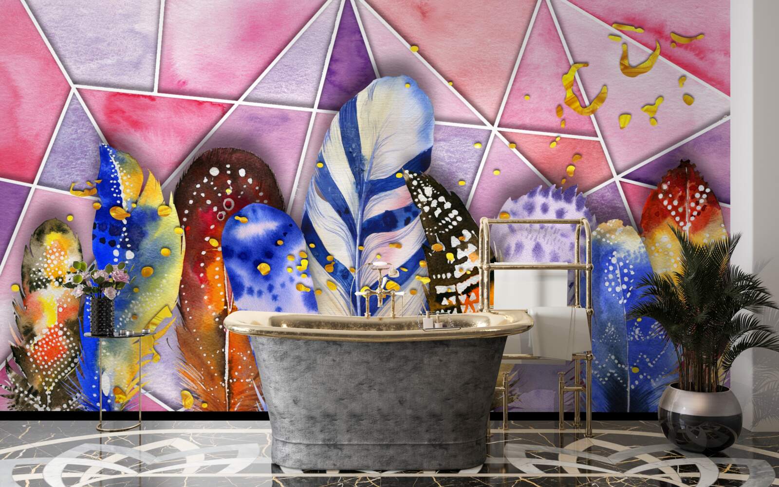 Фотошпалери кольорове пір'я різних відтінків