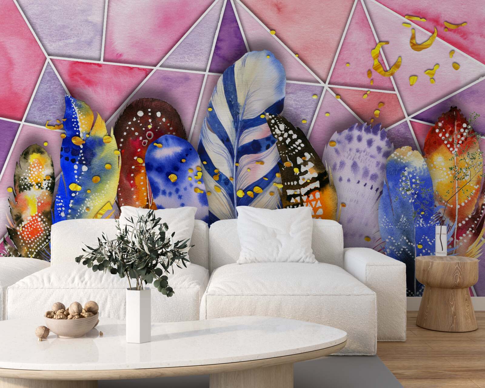 Фотошпалери кольорове пір'я різних відтінків