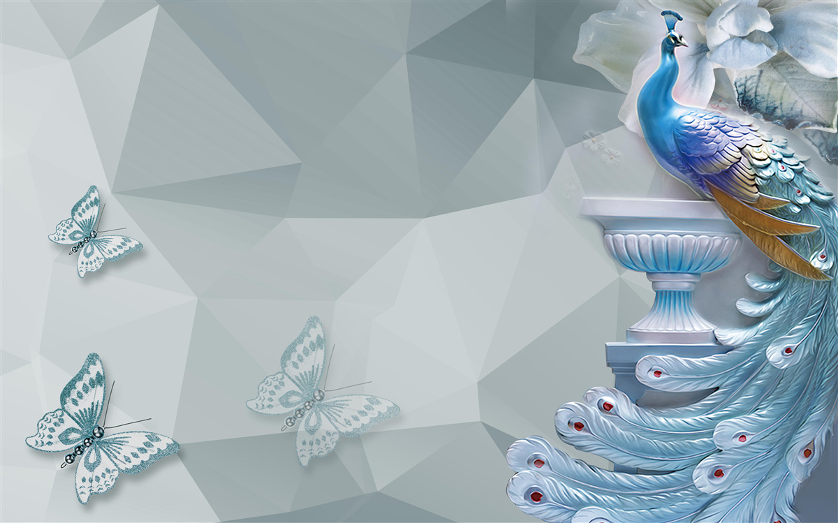 Фотошпалери розкішний павич і метелики