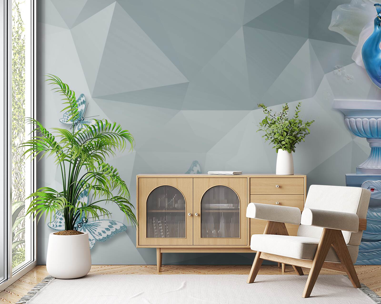 Фотошпалери розкішний павич і метелики