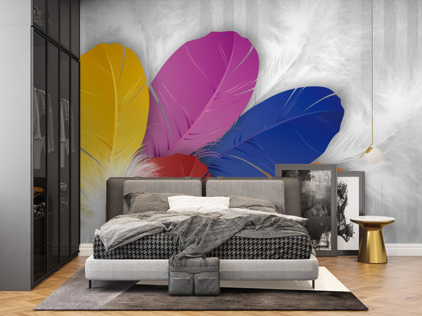 Фотошпалери яскраве та ретельно відполіроване пір'я