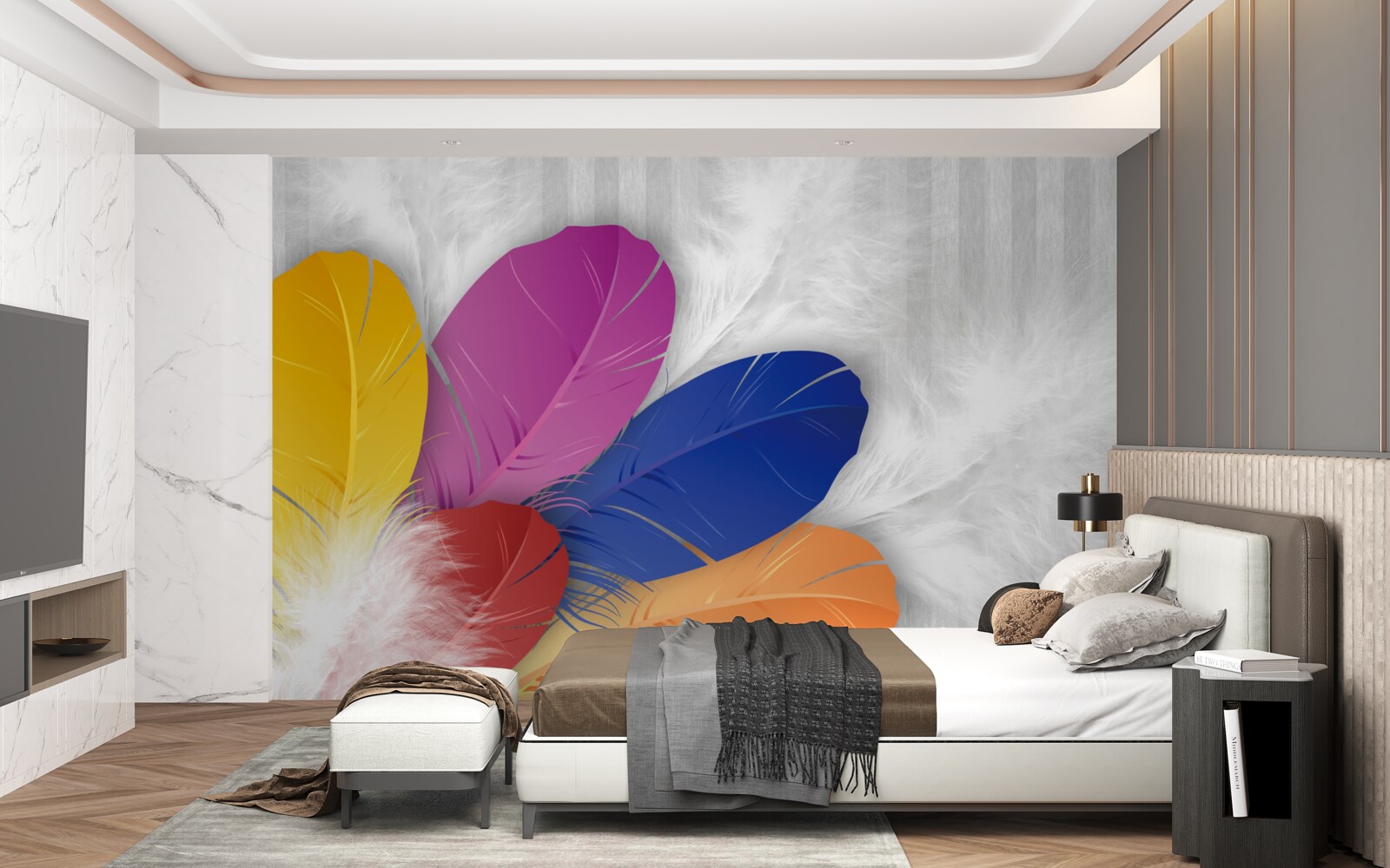 Фотошпалери яскраве та ретельно відполіроване пір'я