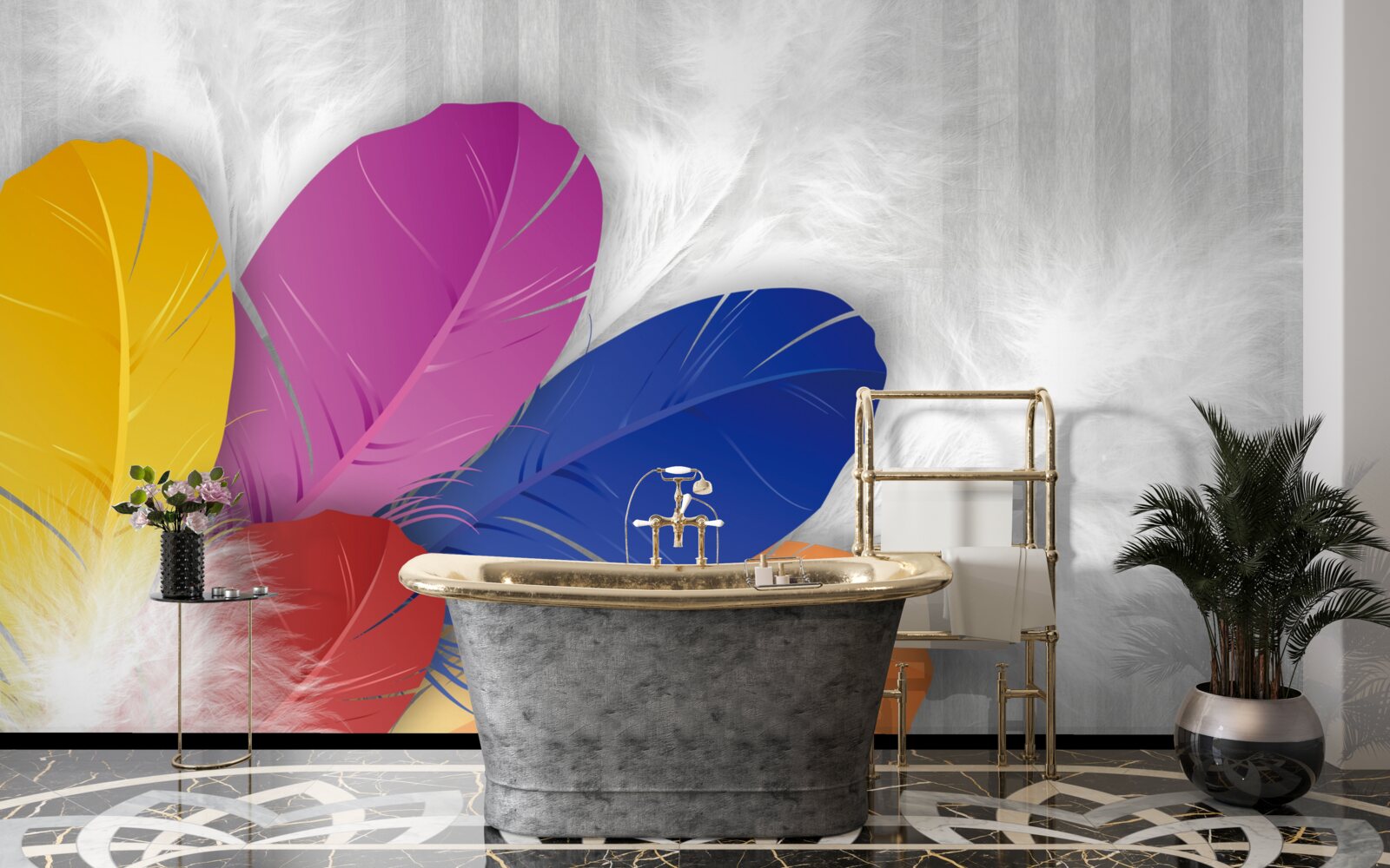 Фотошпалери яскраве та ретельно відполіроване пір'я