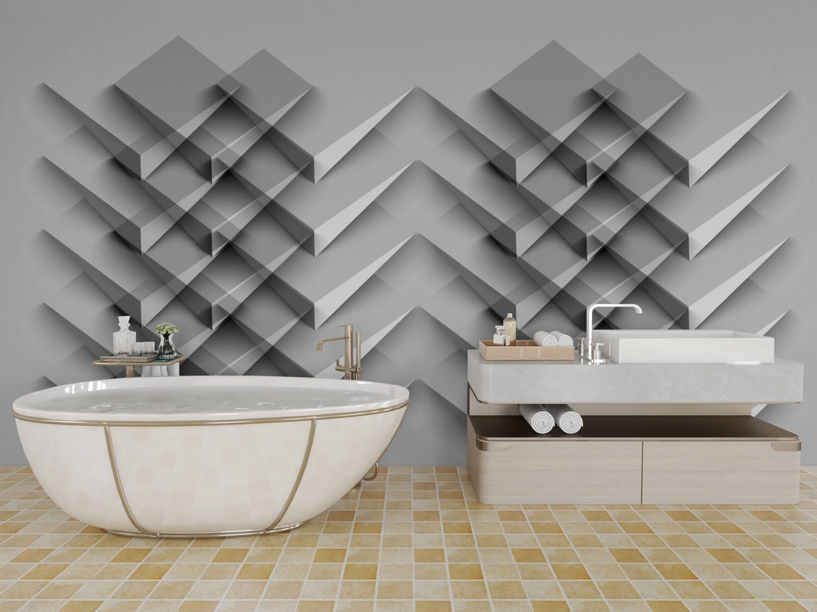 Фотошпалери Стек 3d трикутників