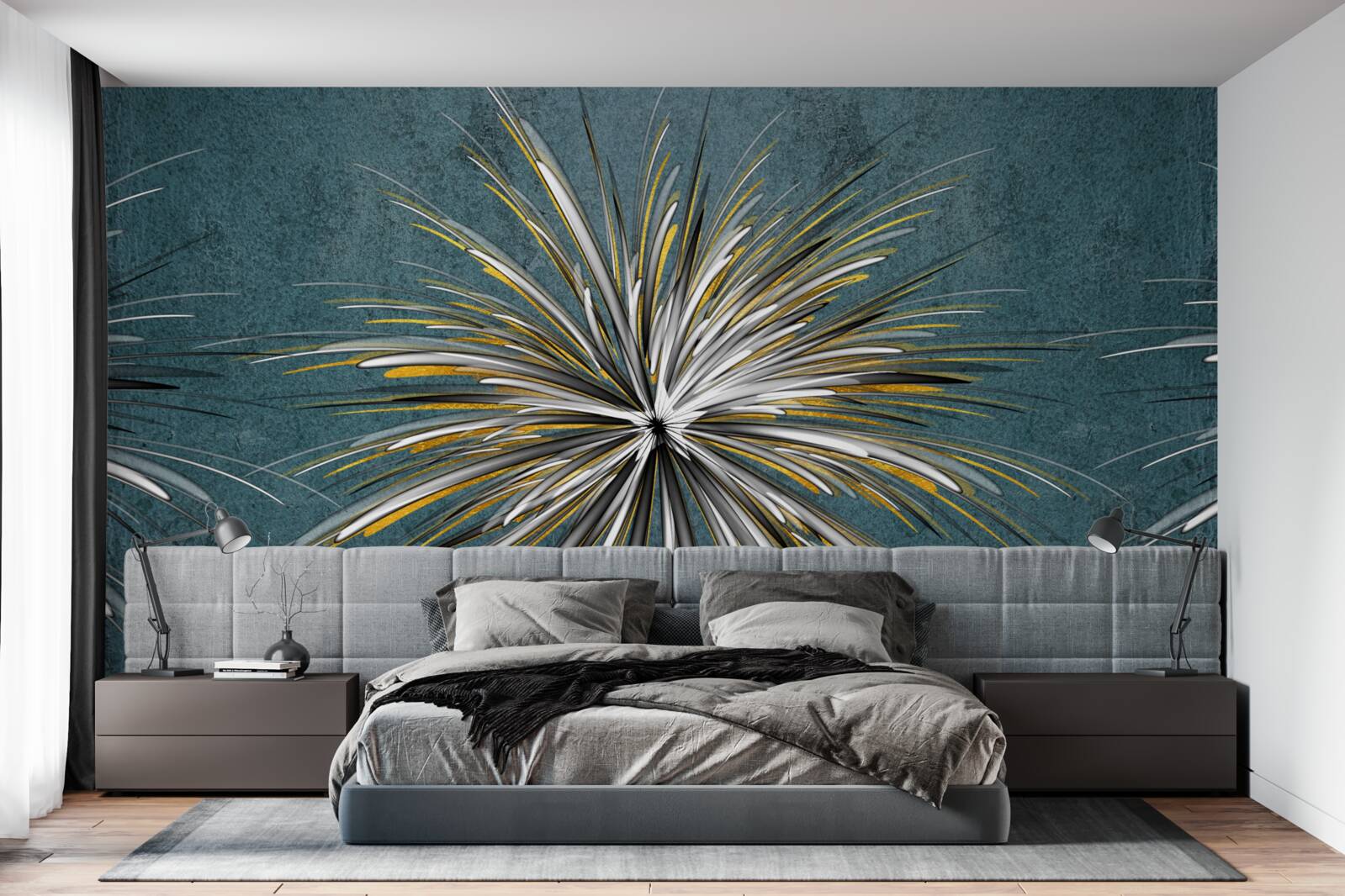 Фотошпалери гілка з пухнастим блакитним тлом