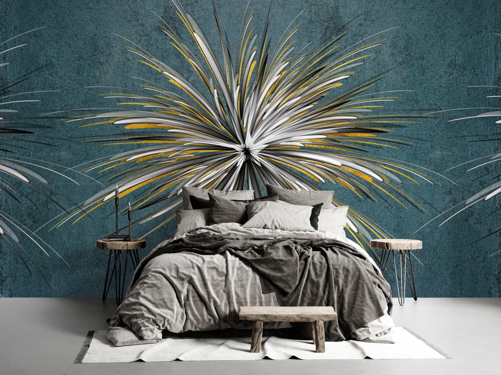 Фотошпалери гілка з пухнастим блакитним тлом