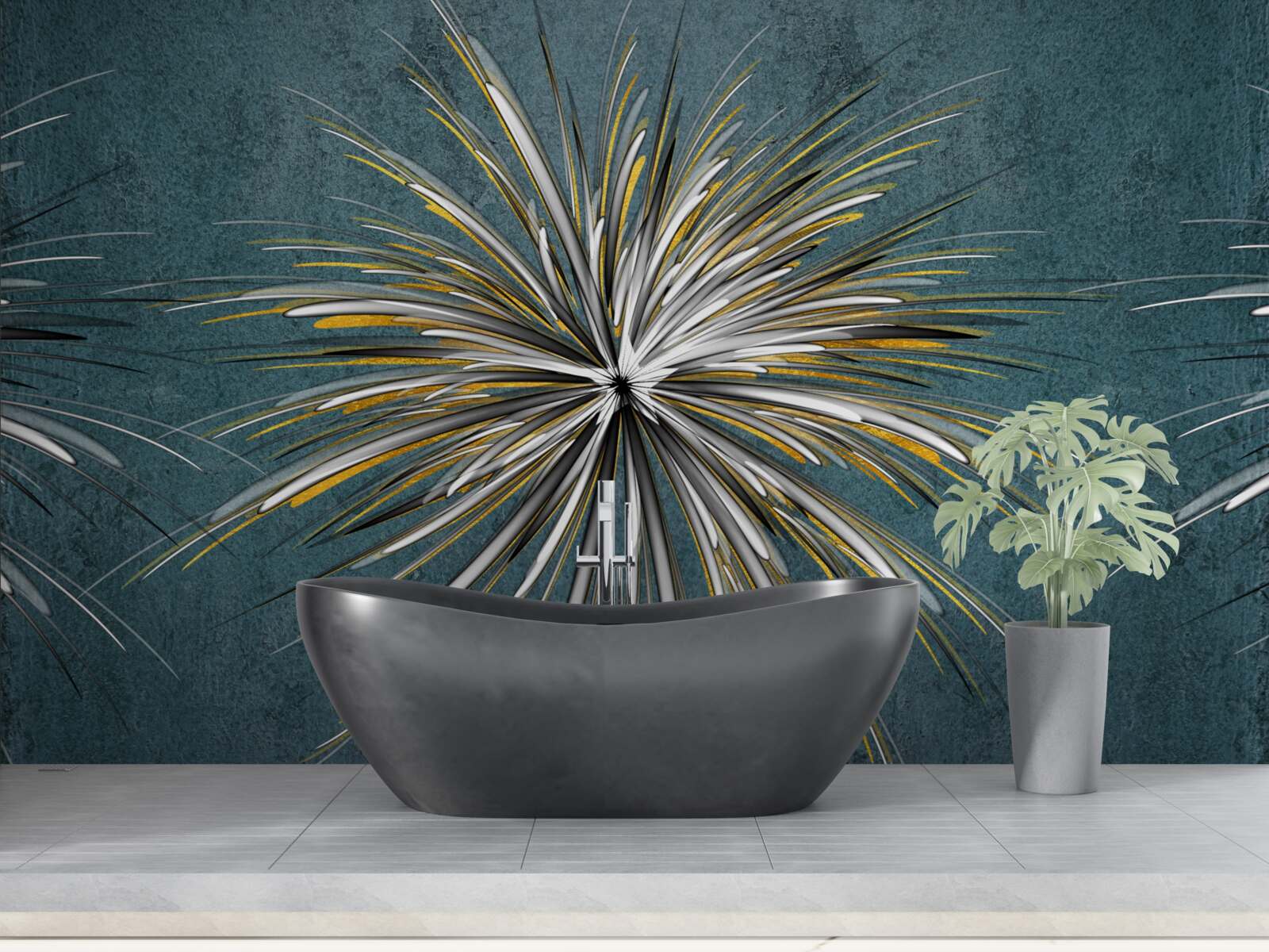 Фотошпалери гілка з пухнастим блакитним тлом