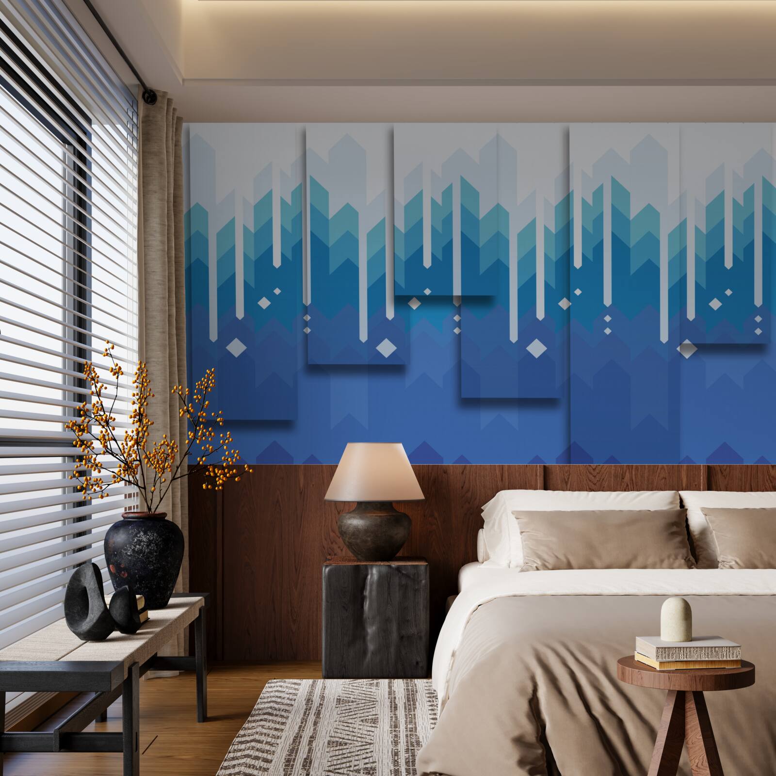 Фотошпалери каскадні гори виділяються холодною величчю