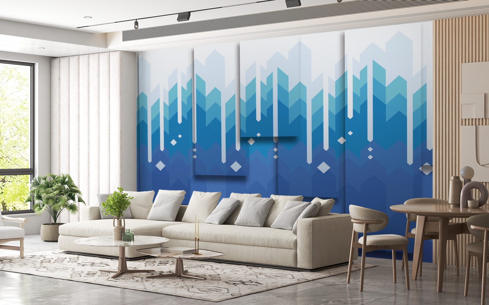 Фотошпалери каскадні гори виділяються холодною величчю