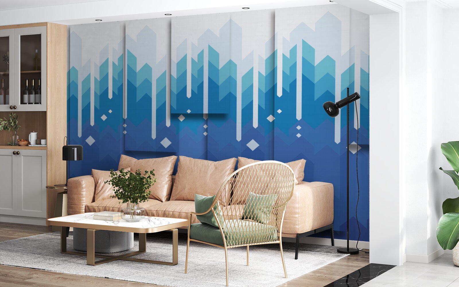 Фотошпалери каскадні гори виділяються холодною величчю