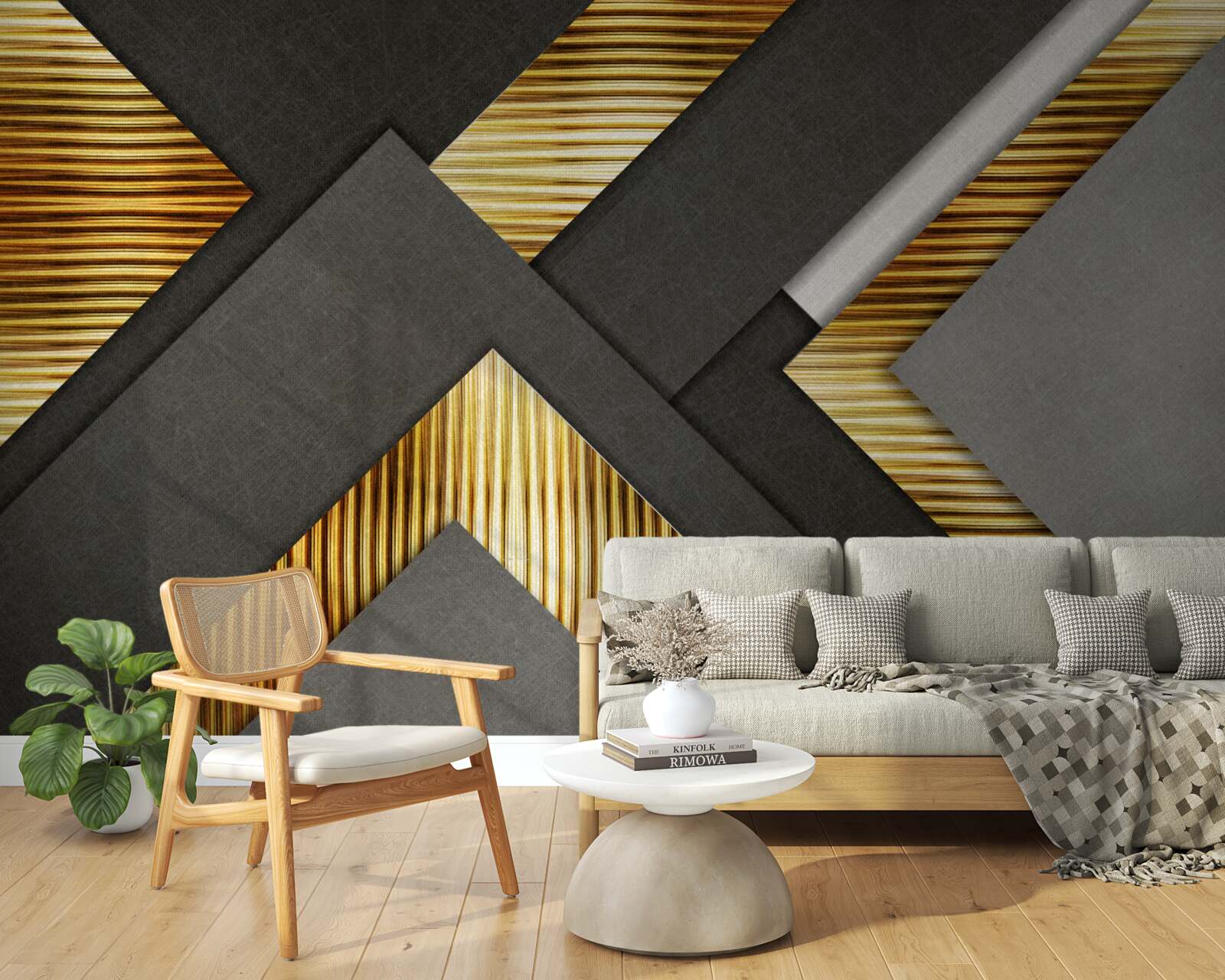 Фотошпалери прямокутники чорні з золотими лініями