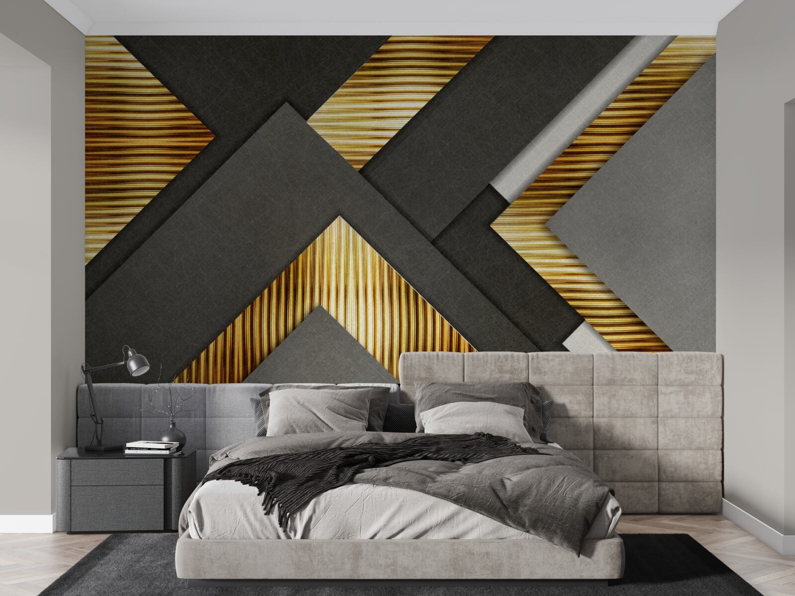 Фотошпалери прямокутники чорні з золотими лініями