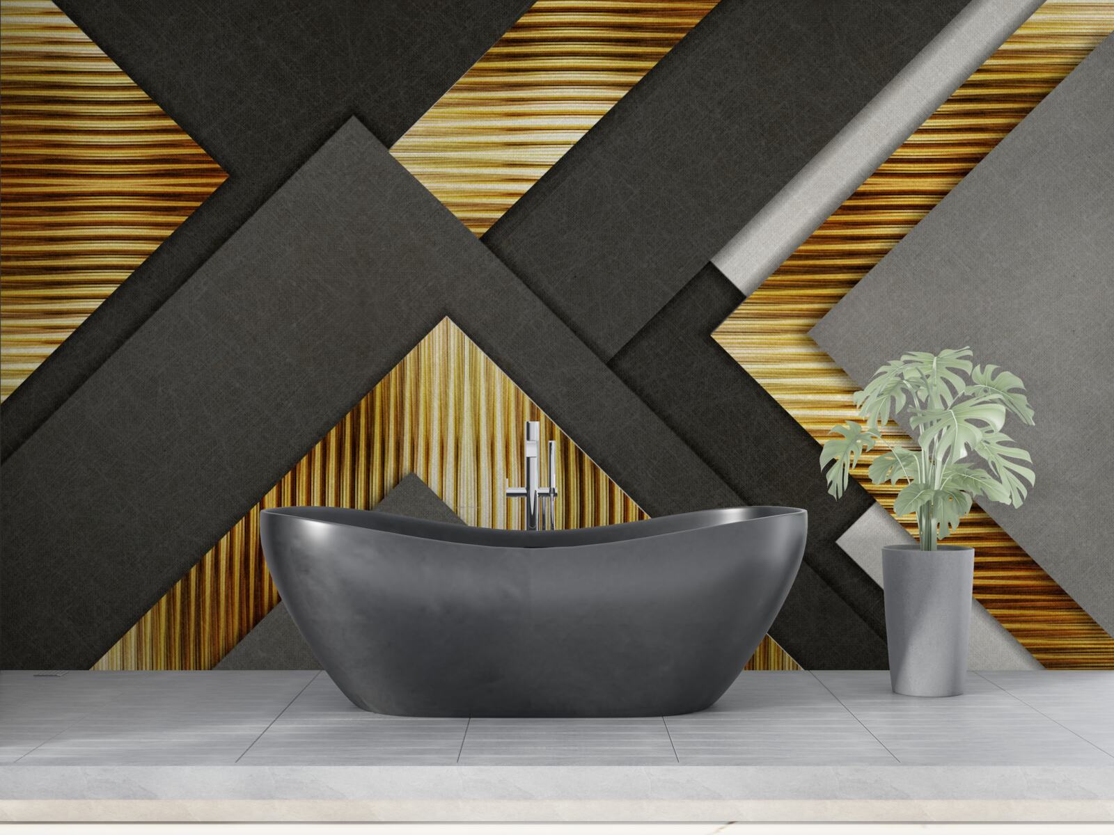 Фотошпалери прямокутники чорні з золотими лініями