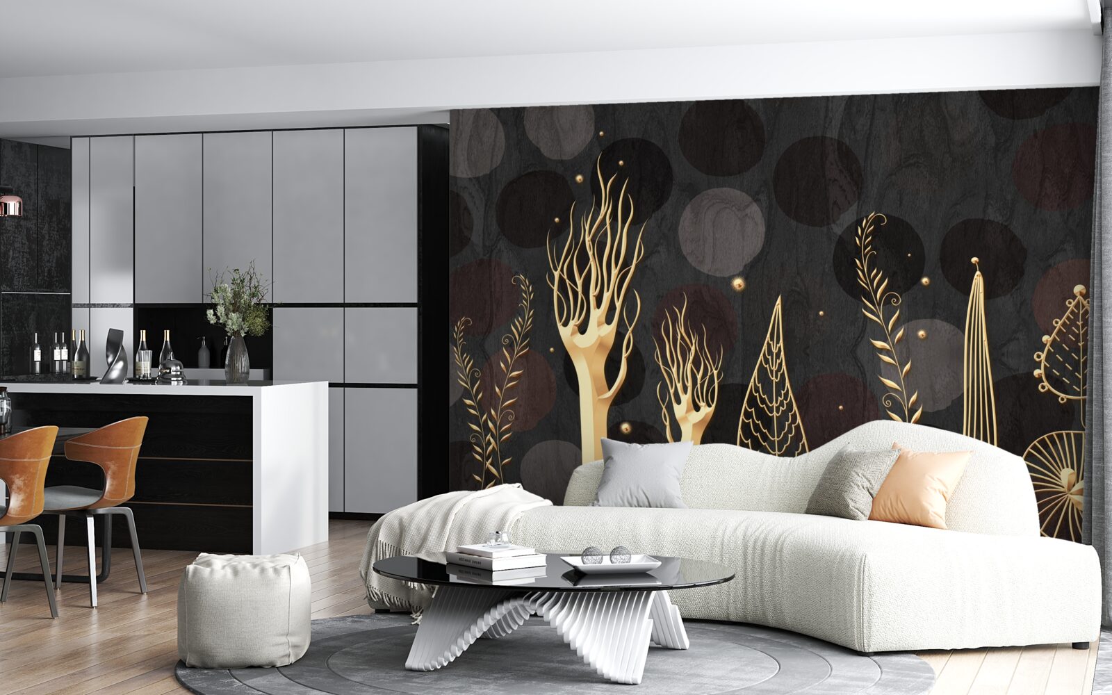 Фотошпалери нічний час серед листяних дерев