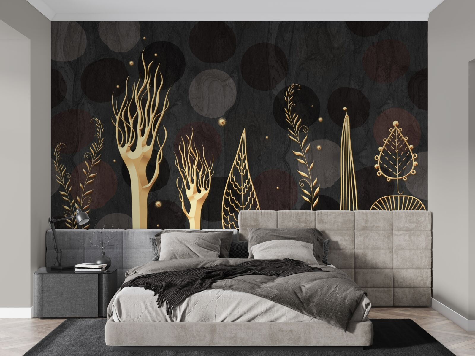 Фотошпалери нічний час серед листяних дерев