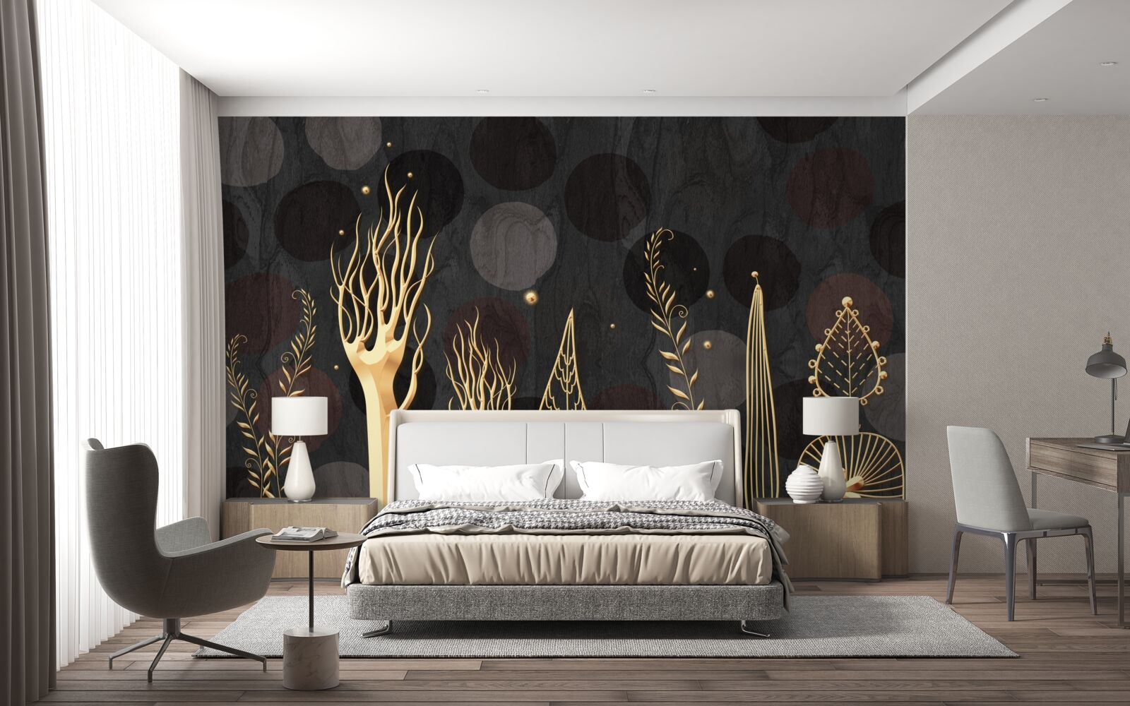 Фотошпалери нічний час серед листяних дерев