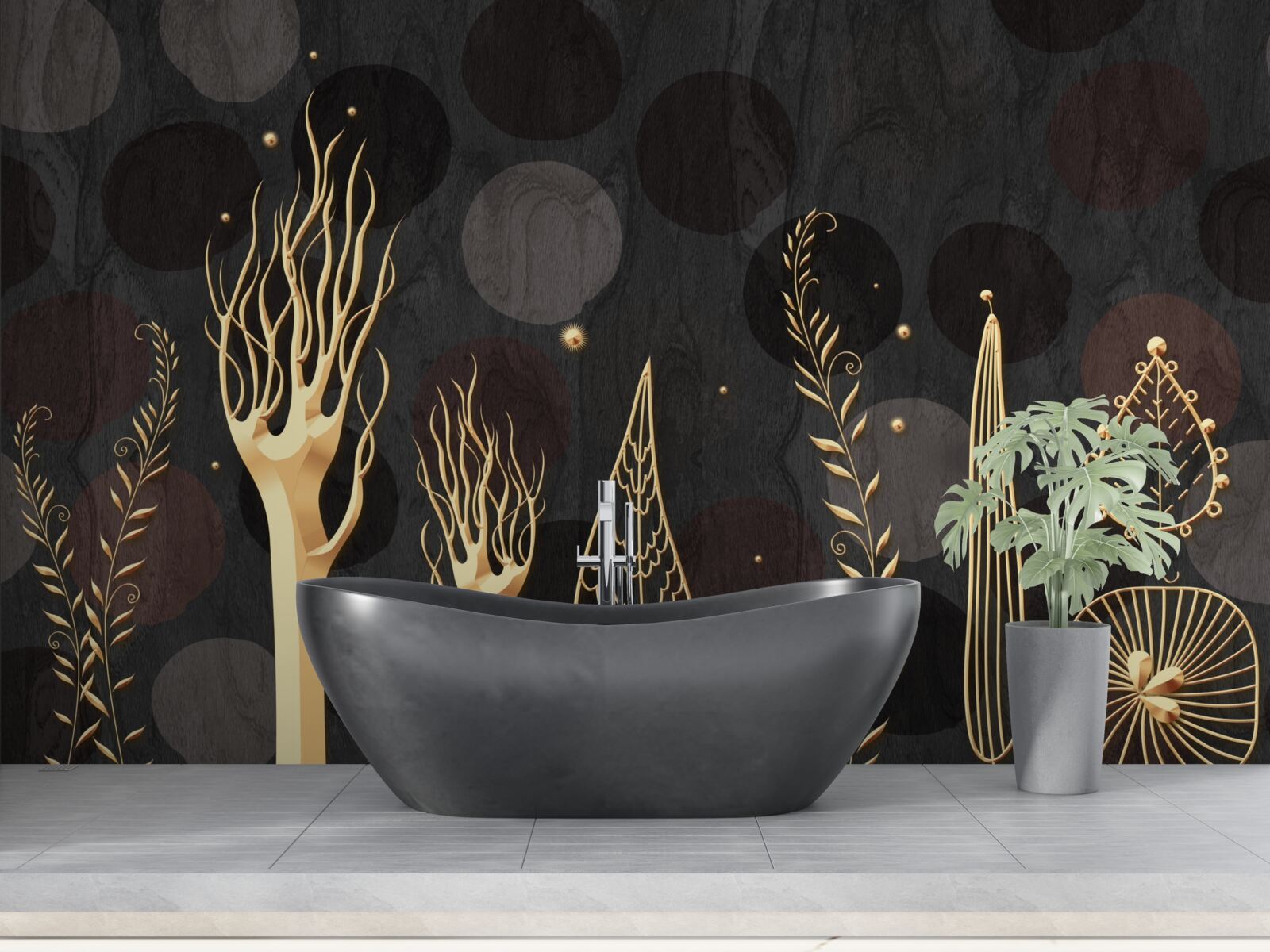 Фотошпалери нічний час серед листяних дерев