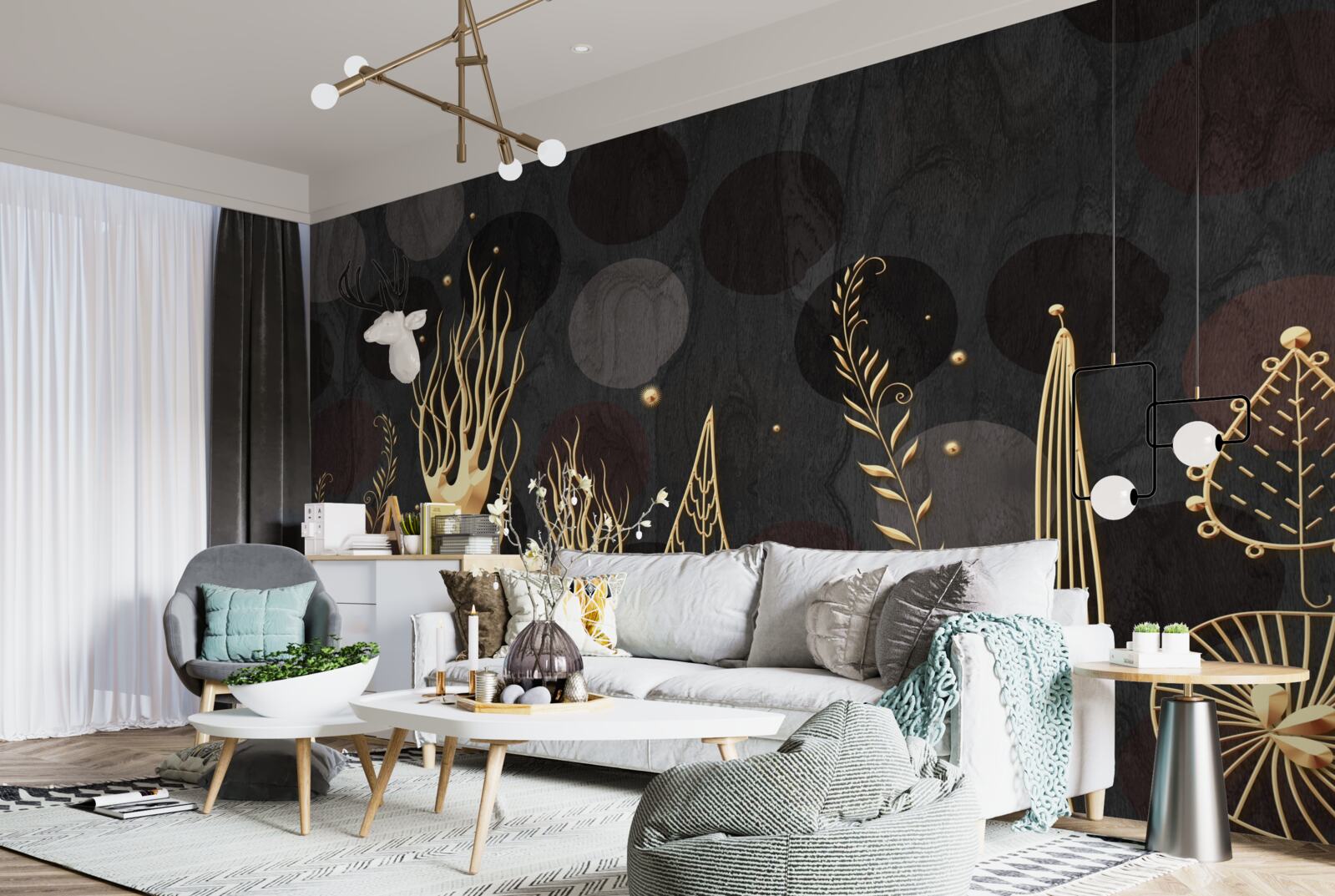 Фотошпалери нічний час серед листяних дерев