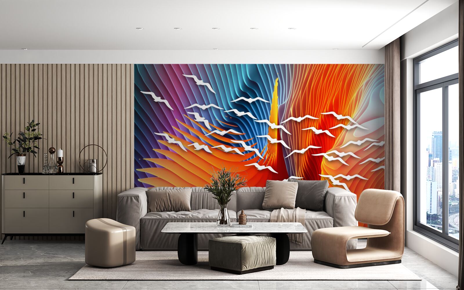 Фотошпалери резюме птахи серед дюн