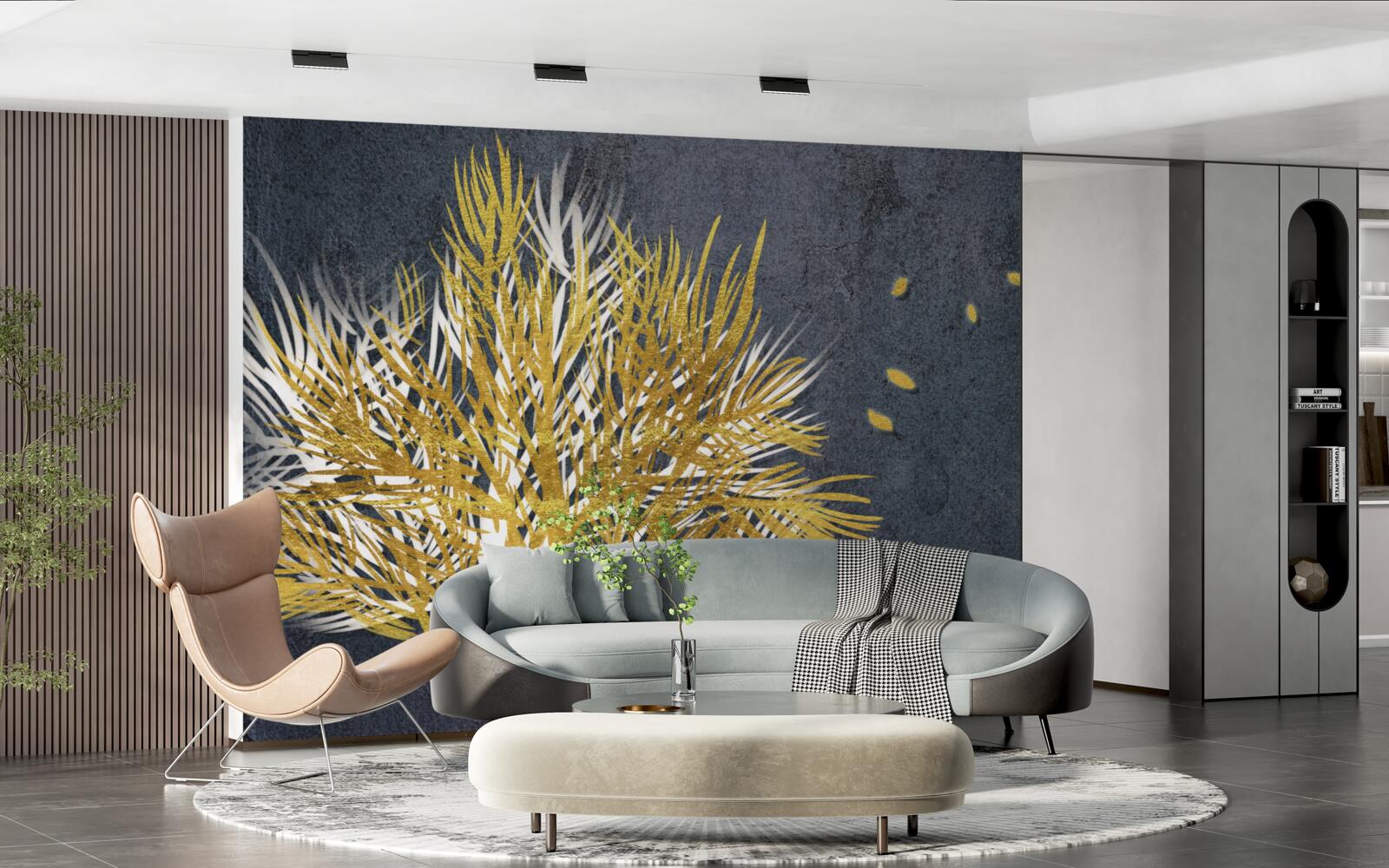 Фотошпалери птахи злітають у небо із замерзлого лісу