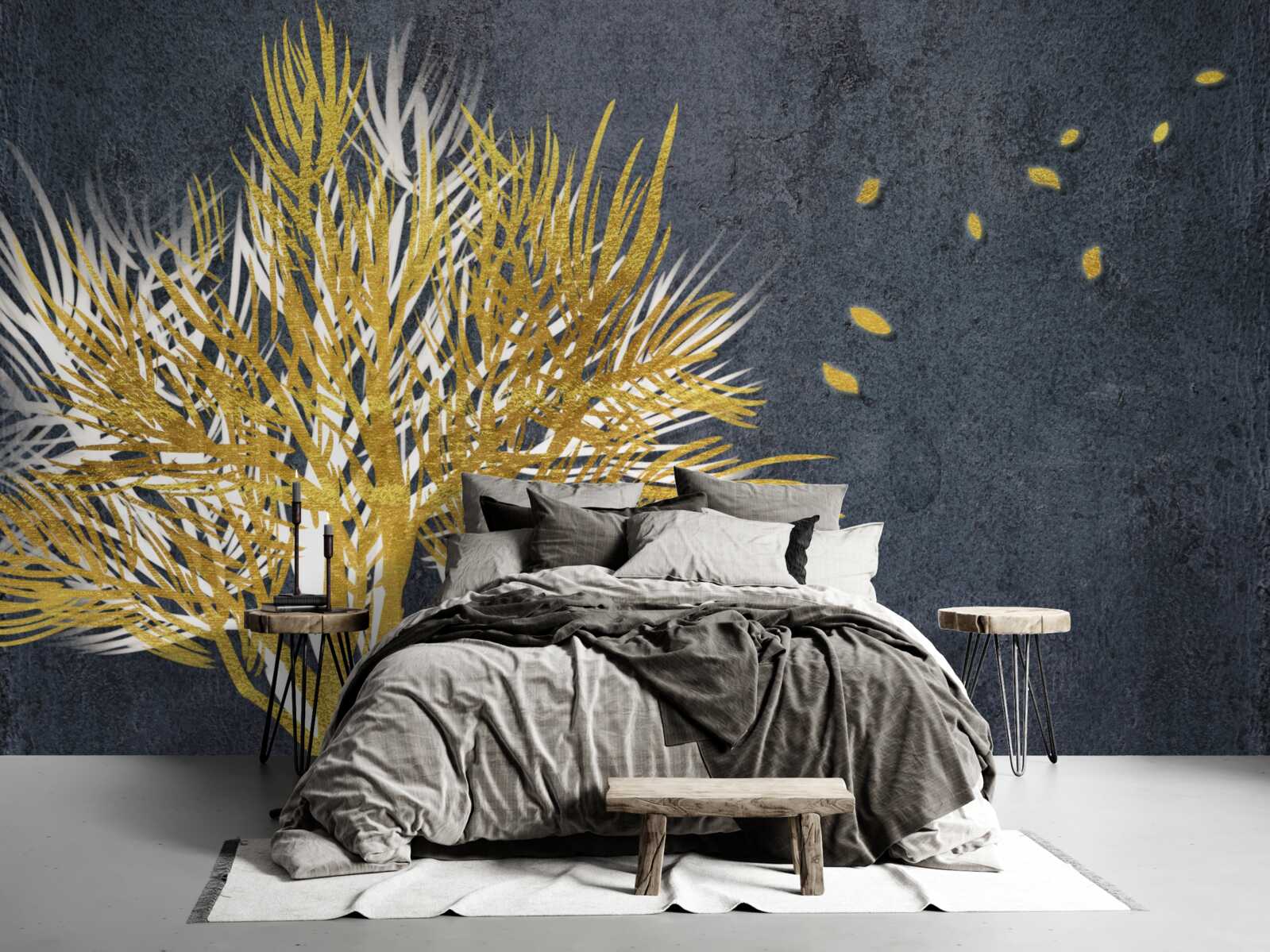 Фотошпалери птахи злітають у небо із замерзлого лісу