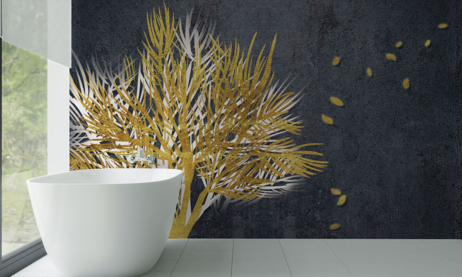 Фотошпалери птахи злітають у небо із замерзлого лісу