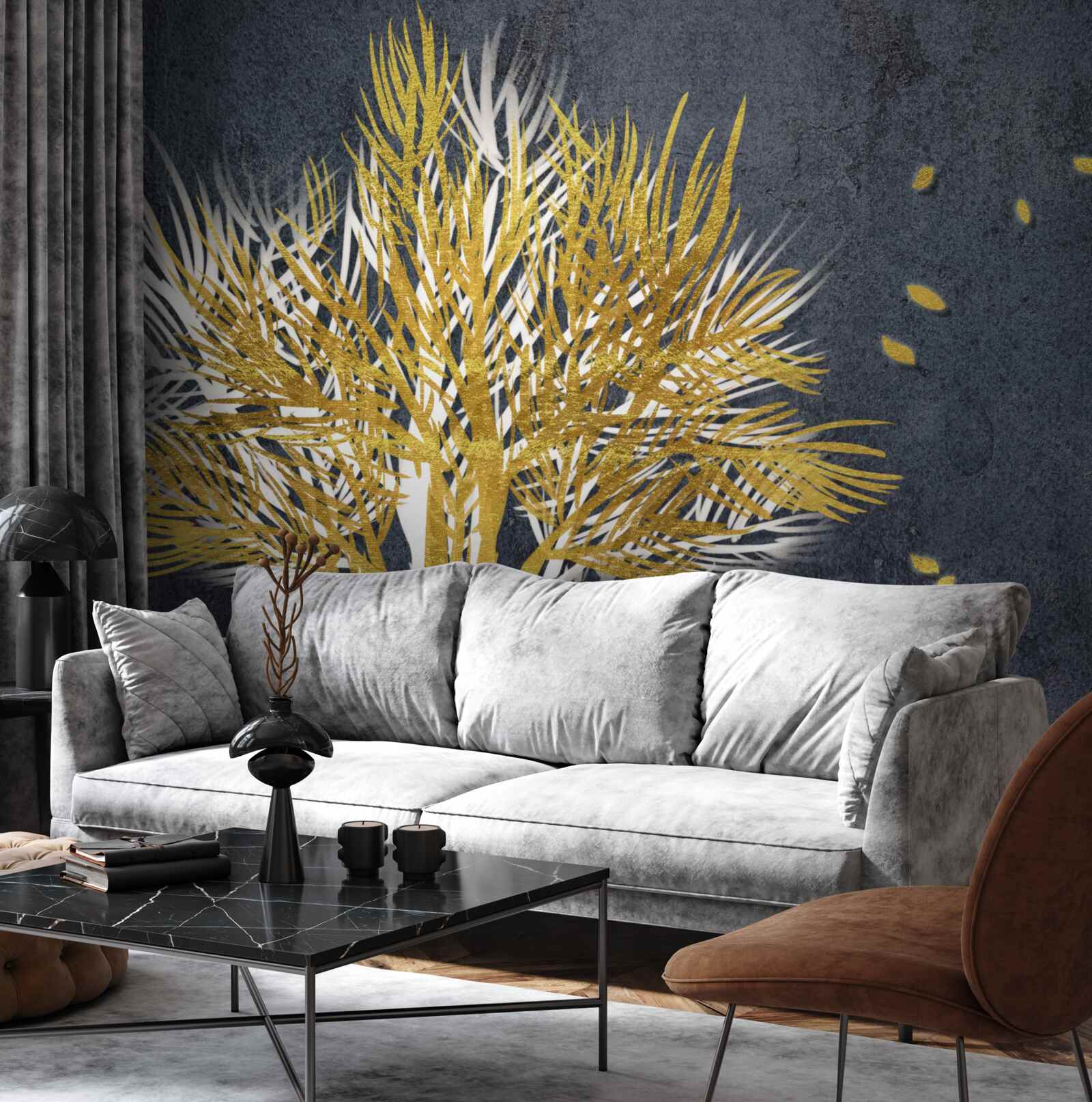 Фотошпалери птахи злітають у небо із замерзлого лісу