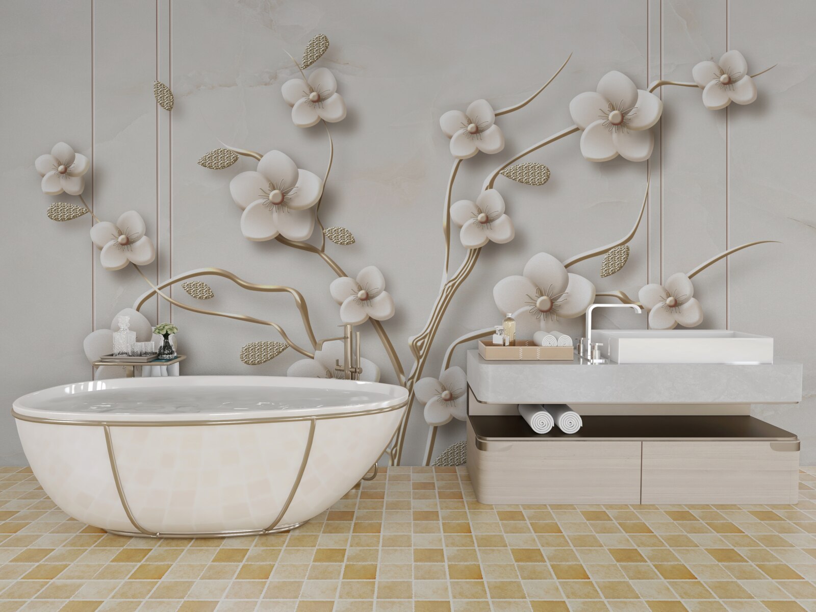 Фотошпалери біле квітуче дерево