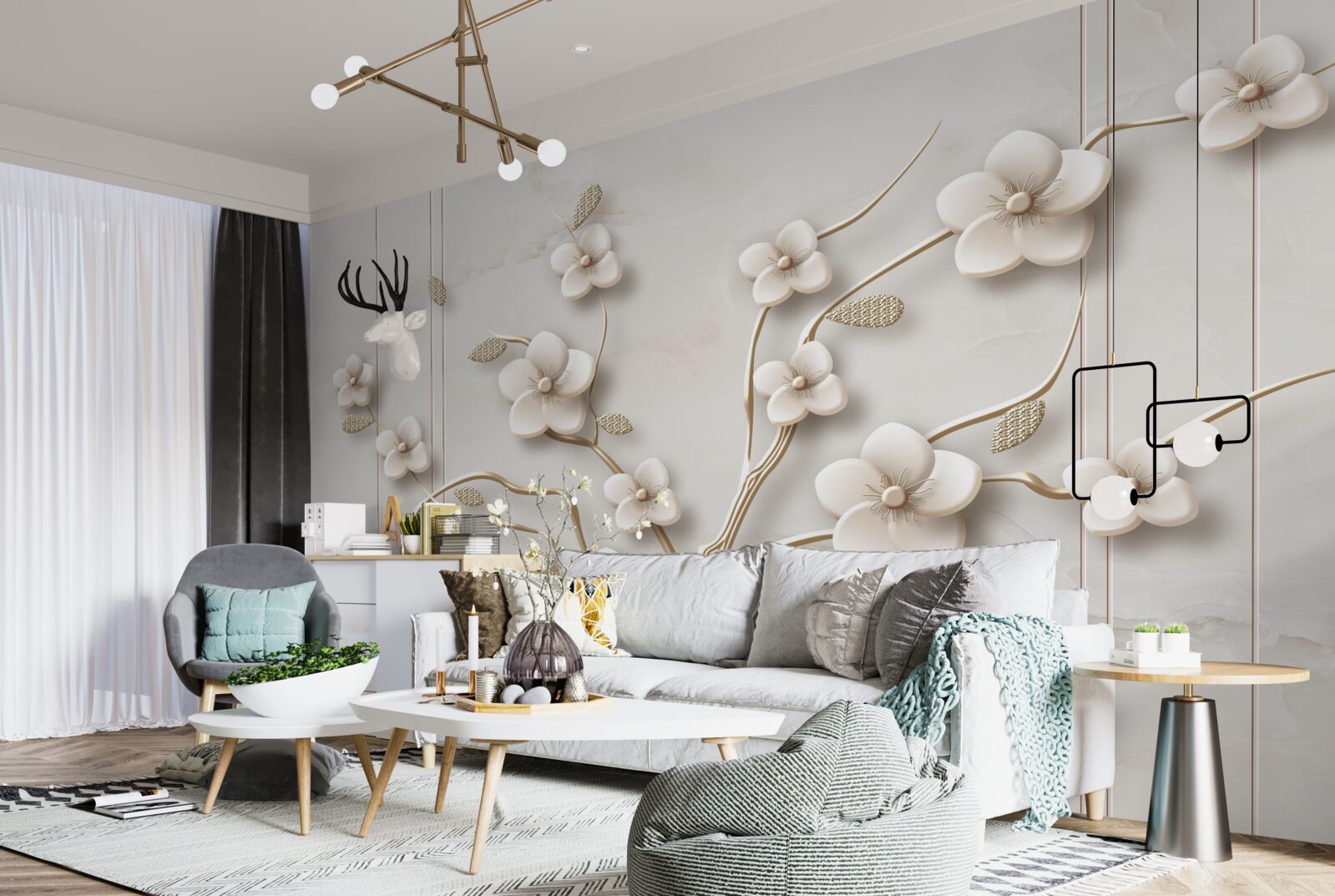 Фотошпалери біле квітуче дерево