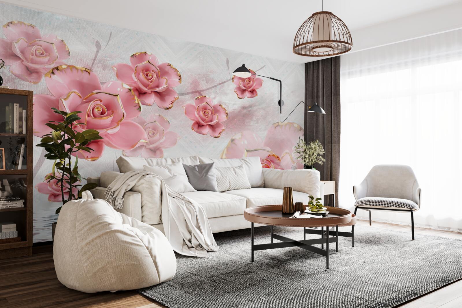 Фотошпалери троянди з облямівкою з рожевого золота