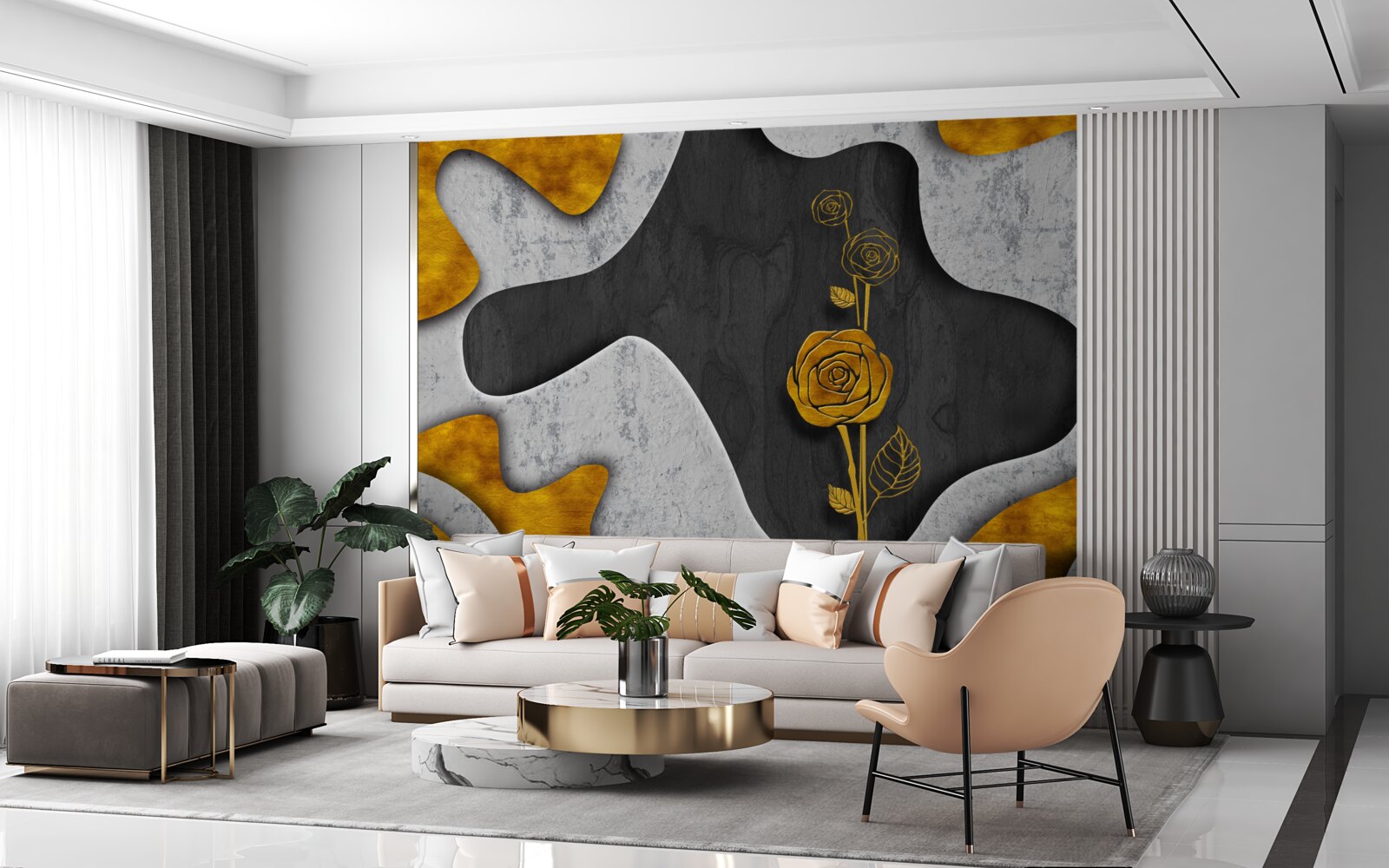 Фотошпалери золота троянда в оздобленні