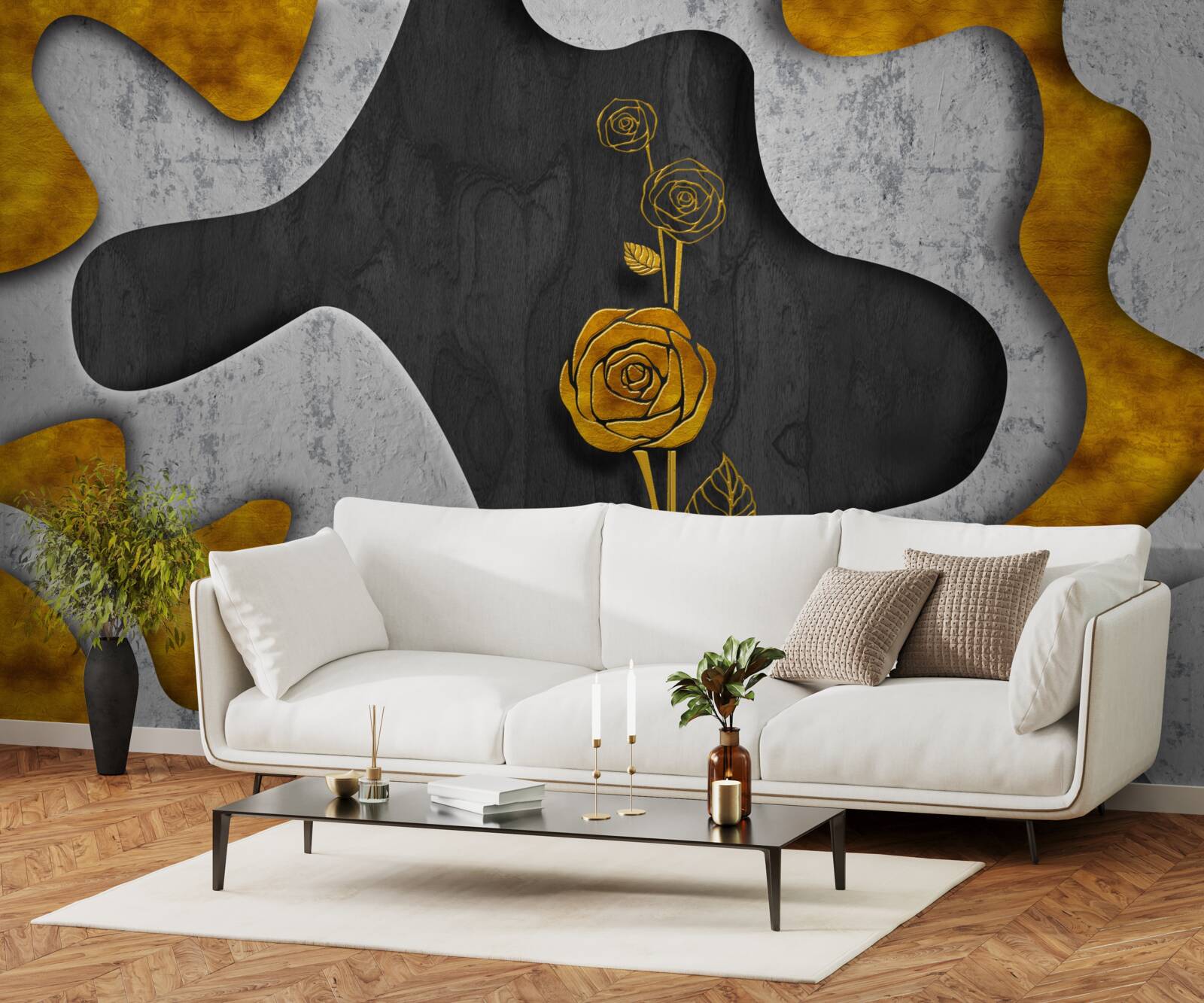 Фотошпалери золота троянда в оздобленні