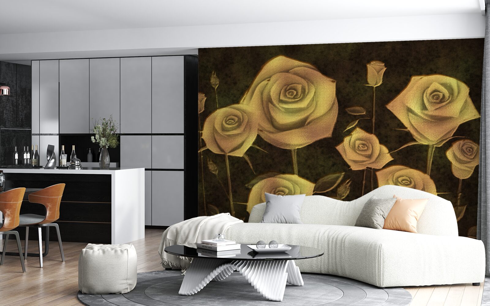 Фотошпалери на коричневому тлі - білий бутон троянди