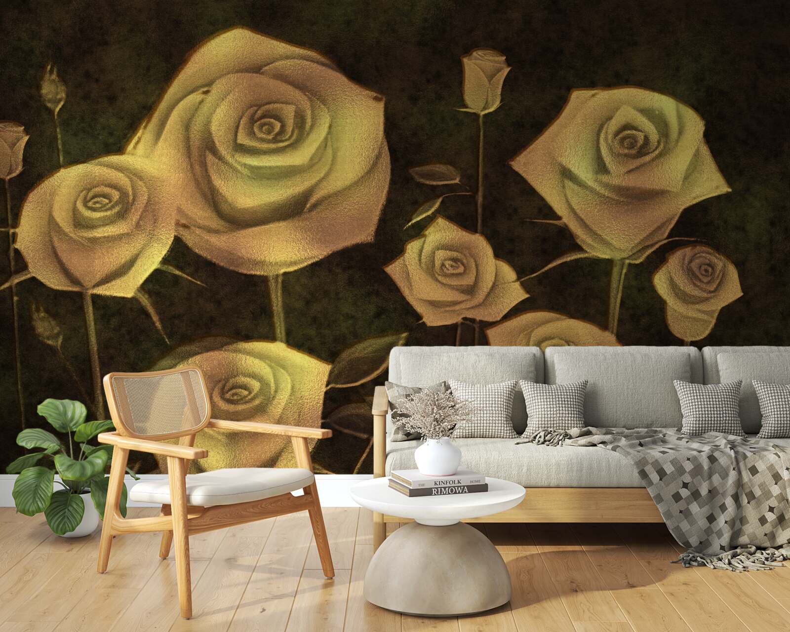 Фотошпалери на коричневому тлі - білий бутон троянди