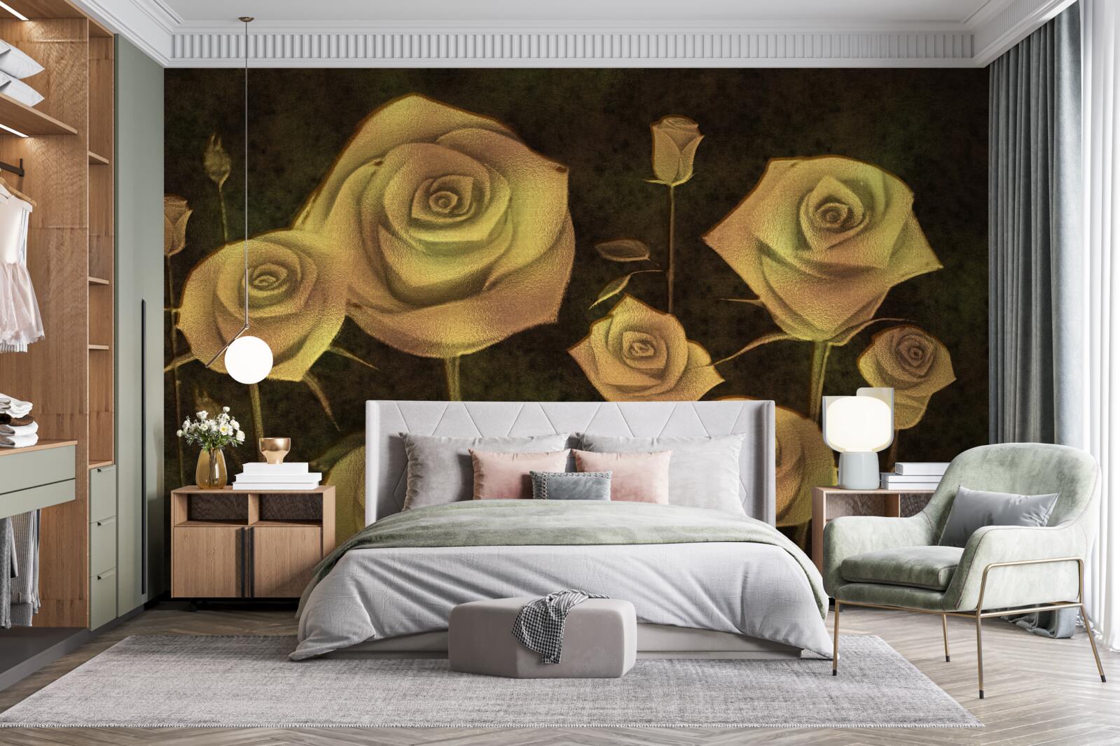 Фотошпалери на коричневому тлі - білий бутон троянди