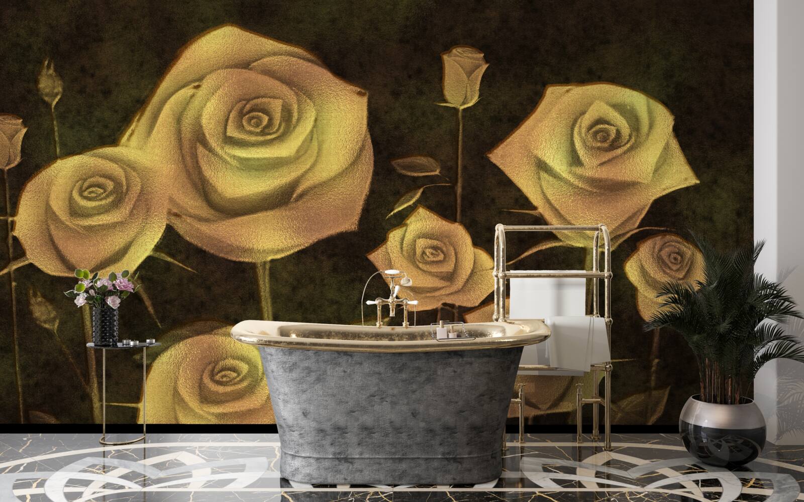 Фотошпалери на коричневому тлі - білий бутон троянди