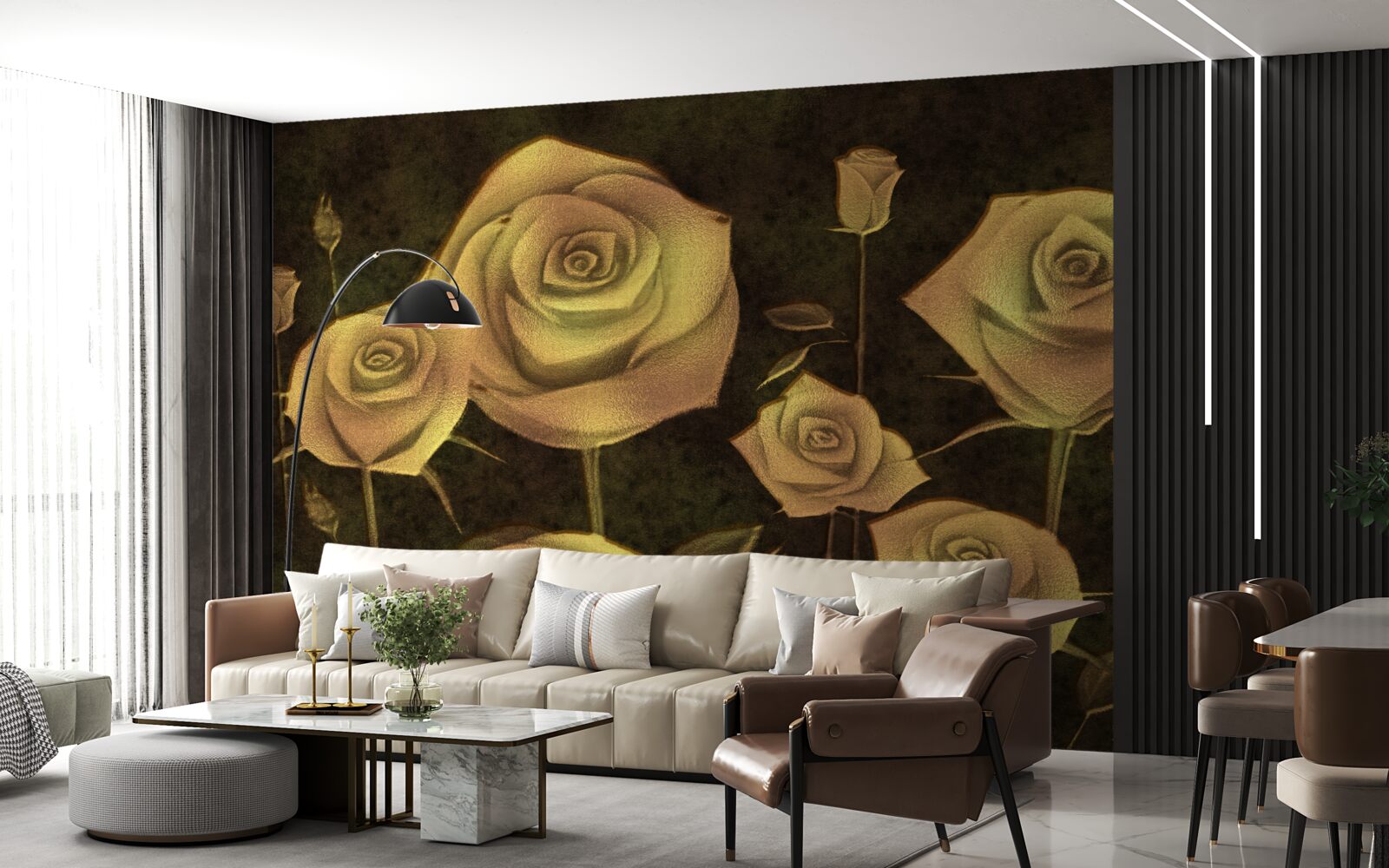 Фотошпалери на коричневому тлі - білий бутон троянди