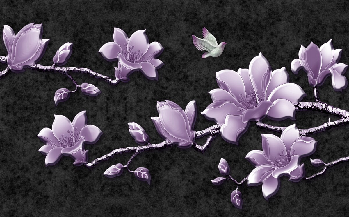 Фотошпалери ніжні гілки магнолії бузкового кольору