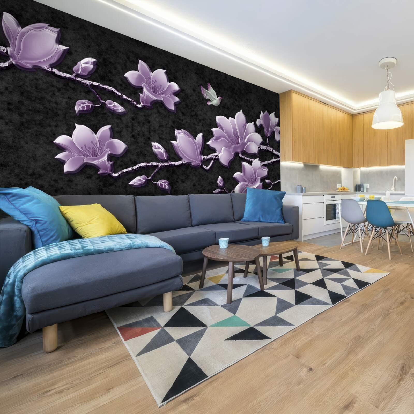 Фотошпалери ніжні гілки магнолії бузкового кольору