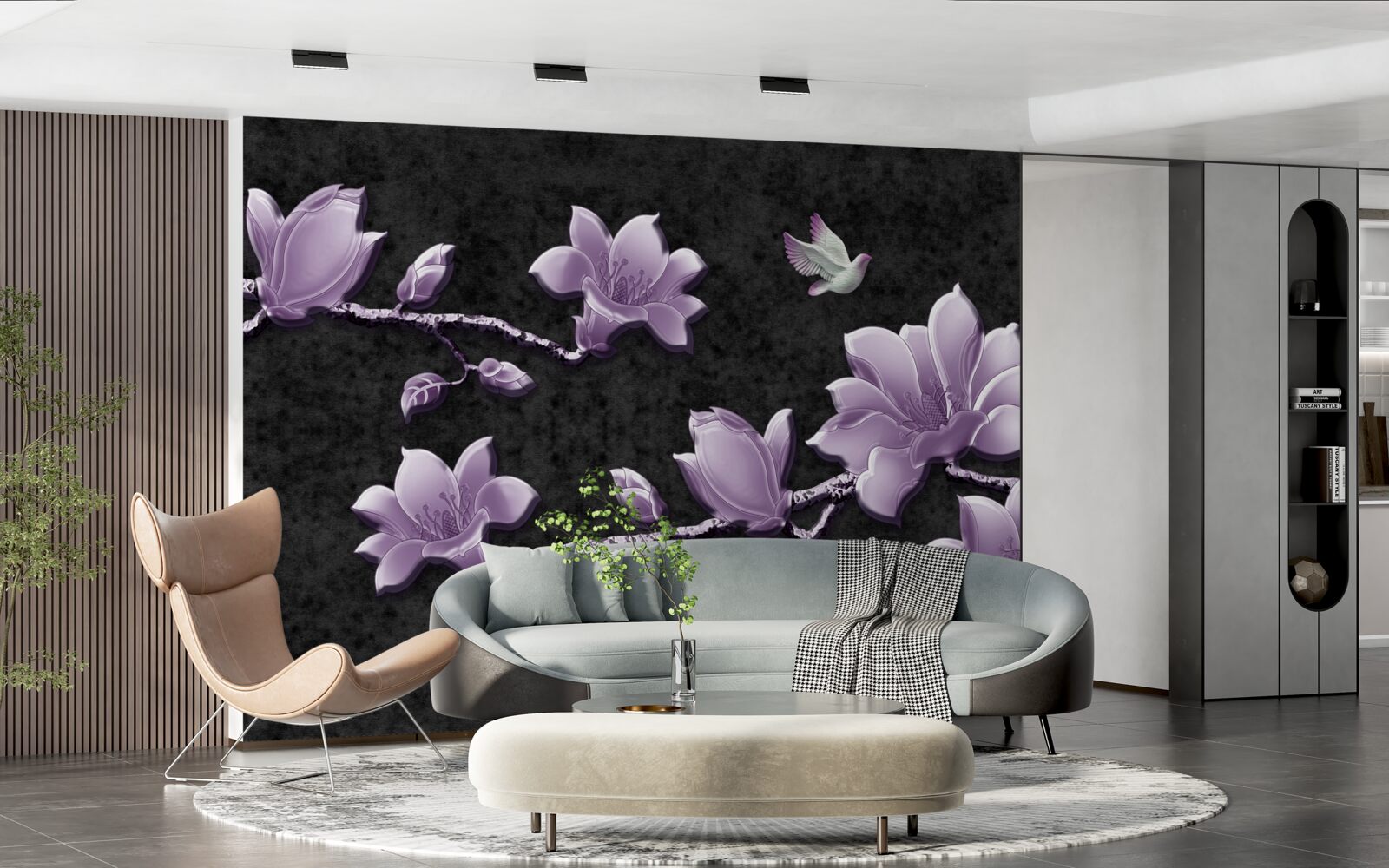 Фотошпалери ніжні гілки магнолії бузкового кольору