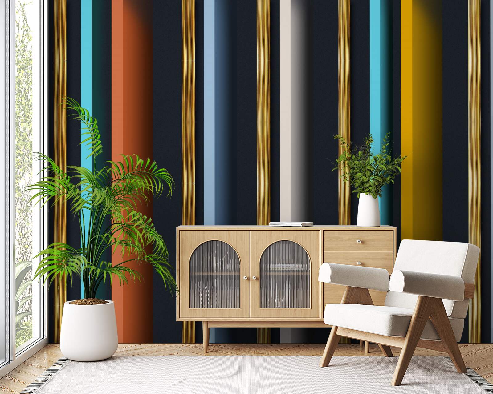 Фотошпалери вертикальні лінії різних кольорів