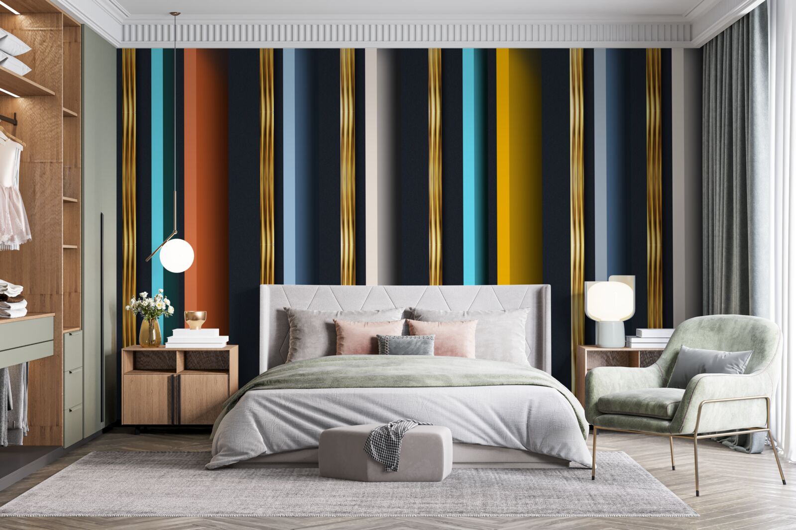 Фотошпалери вертикальні лінії різних кольорів