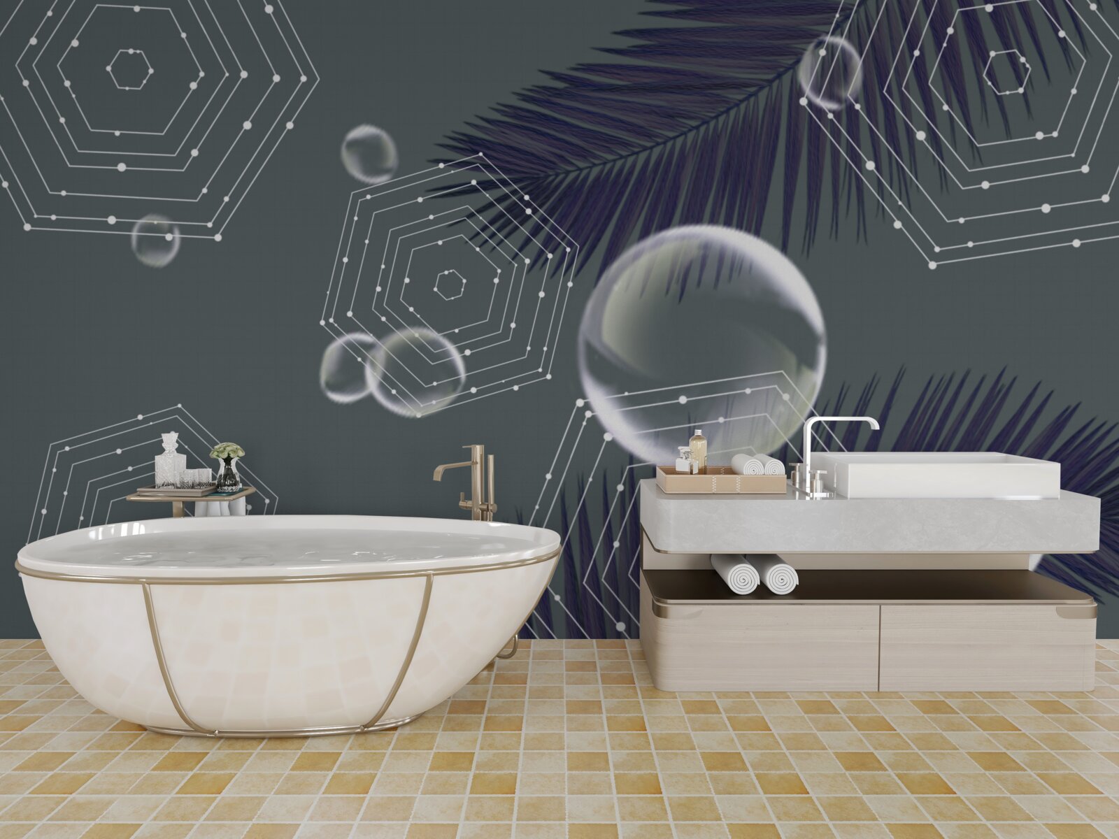 Фотошпалери геометрія та форми листя