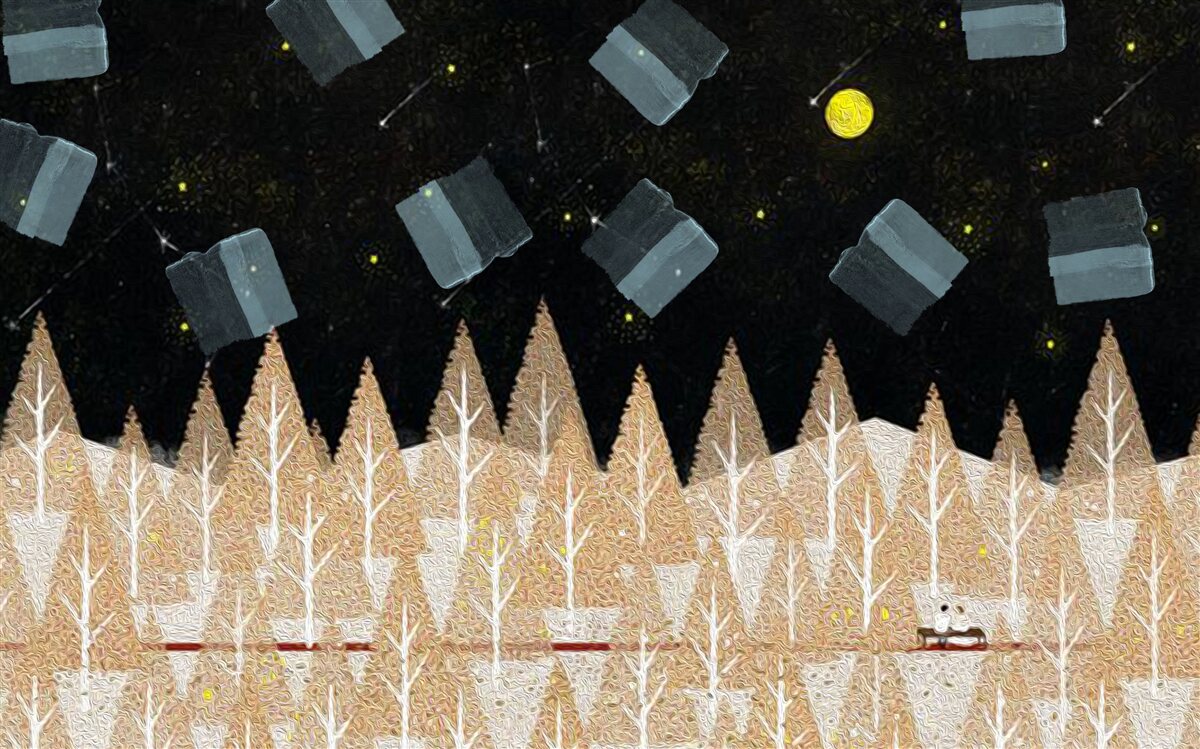 Фотошпалери метафізичний ліс у темряві та сяйві зірок